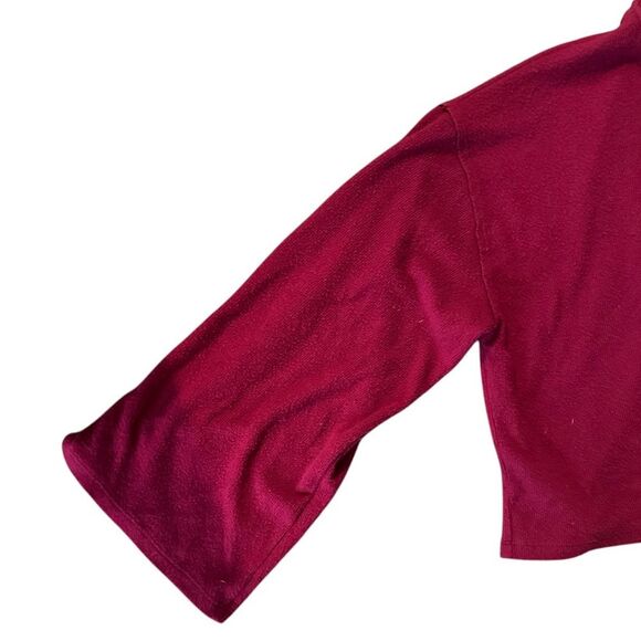 Lush Women's Burgundy Mockneck Wide Sleeve Cropped Sweater Size Large - Picture 4 of 7